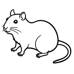 Fototapeta premium Cute Line Art Gerbil Silhouette Black Vector Illustration