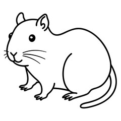 Cute  Line Art Gerbil Silhouette Black Vector Illustration