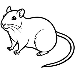 Cute  Line Art Gerbil Silhouette Black Vector Illustration