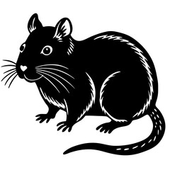 Cute  Line Art Gerbil Silhouette Black Vector Illustration