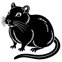 Cute  Line Art Gerbil Silhouette Black Vector Illustration
