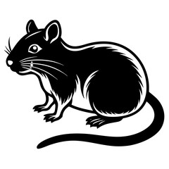 Cute  Line Art Gerbil Silhouette Black Vector Illustration
