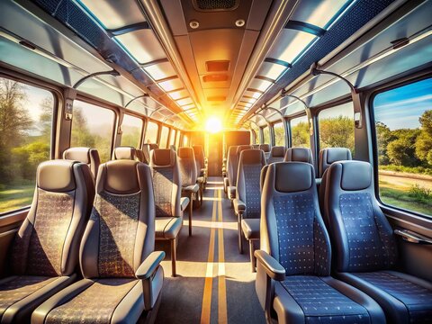 Comfortable Bus Travel: Modern Coach Interior with Passengers