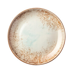 Ceramic round plate isolated on transparent background PNG.