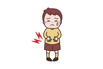 お腹が痛い男の子のイラスト素材