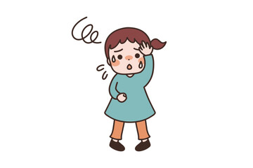 熱がある女の子のイラスト素材