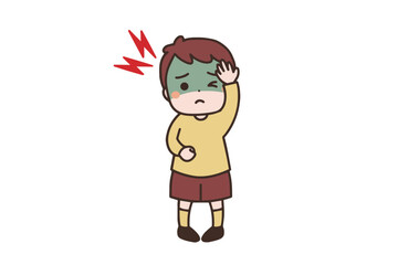 頭が痛い男の子のイラスト素材
