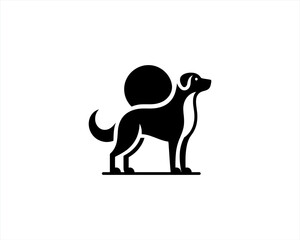 Silhouette Dog logo design icon symbol vector illustration. Black and white dog logo