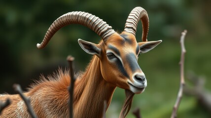 Fototapeta premium Majestic antelope standing gracefully among foliage in a lush natural habitat during daylight hours