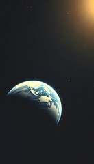 Fototapeta premium deep space and satellite orbiting earth, vintage, with white tones