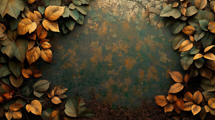 A forest floor texture, detailed leaves and soil with a natural, earthy feel.