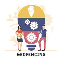 Geofencing concept. Device management. Business concept background. vector illustration concept with icons. lettering illustration with icons for web banner, flyer, landing pag