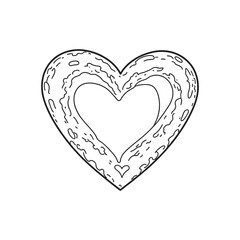 Vector hand-drawn childlike doodle heart icon set. Black stroke on white background.