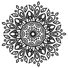 Floral Mandala Clipart. mandala design , relaxing and easy mandala art for tattoo design Easy Mandala Black and White Circle Outline Mandala Coloring Pages for Adults and Kids - Simple