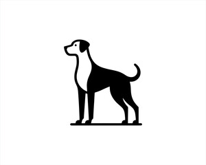 Silhouette Dog logo design icon symbol vector illustration. Black and white dog logo