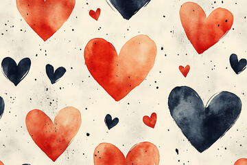 A modern print featuring red and pink love hearts in a contemporary design, perfect for trendy decor, greeting cards, or digital backgrounds, flat art

