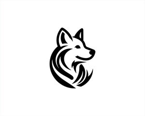 Silhouette Dog logo design icon symbol vector illustration. Black and white dog logo