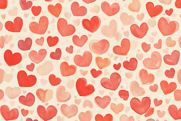 A modern print featuring red and pink love hearts in a contemporary design, perfect for trendy decor, greeting cards, or digital backgrounds, flat art

