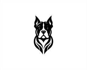 Silhouette Dog logo design icon symbol vector illustration. Black and white dog logo