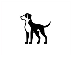 Silhouette Dog logo design icon symbol vector illustration. Black and white dog logo