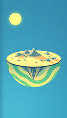 Illustration of the flat earth theory - The end of the world, minimalism, with white tones