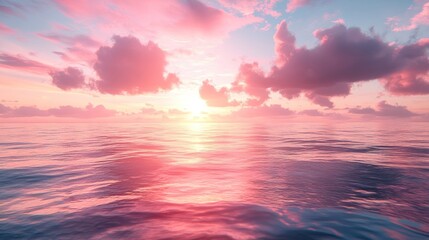 Obraz premium Pink sunset over calm ocean. (5)