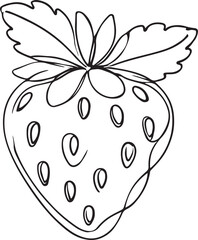 Strawberry Line Drawing Vector Clean and Simple Design