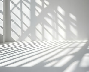 Fototapeta premium Abstract Sunlit Shadow Patterns on a Minimalist Wall Surface in Modern Architecture