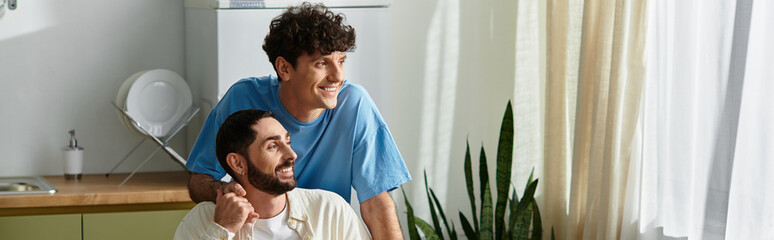 Breakfast bliss in a modern apartment with a loving gay couple