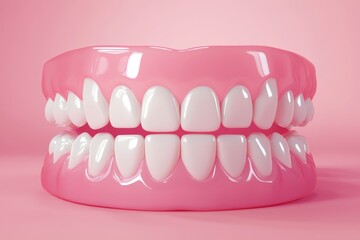Realistic Teeth Illustration with Glossy Shine Effect