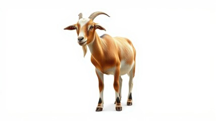 Realistic goat model standing upright in a studio with a plain background showcasing its texture and features