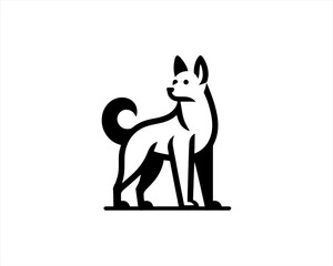 Silhouette Dog logo design icon symbol vector illustration. Black and white dog logo