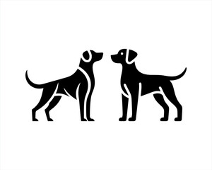 Silhouette Dog logo design icon symbol vector illustration. Black and white dog logo