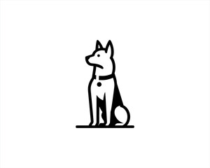Silhouette Dog logo design icon symbol vector illustration. Black and white dog logo