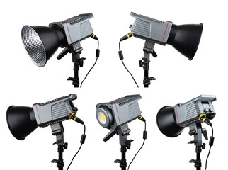 Studio lamp or stage light spotlight. COB LED spot used for studio, theatre and concert lighting.