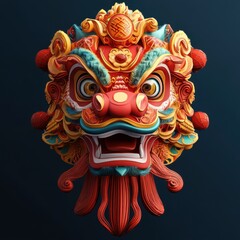 3d render of lion dance head