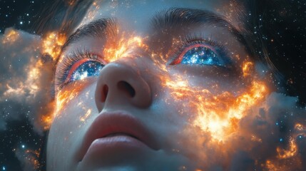 portrait of a person with galaxy background