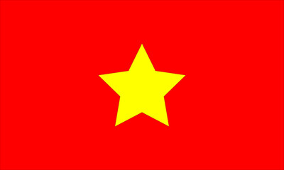 The flag of Vietnam. Flag icon. Standard color. Standard size. A rectangular flag. Computer illustration. Digital illustration. Vector illustration.