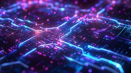 Futuristic technology background. Network connection structure with blue and purple colors 