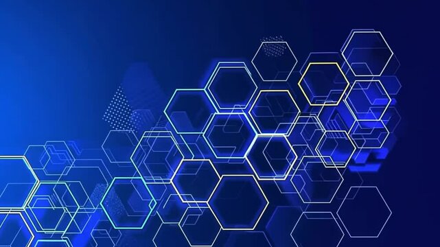 blue and yellow hexagon wire frame background