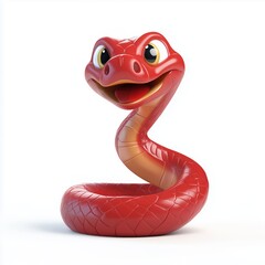 Fototapeta premium Bright red cartoon snake with a joyful expression stands upright, showcasing its playful design and vibrant colors. Symbol of Chinese New Year