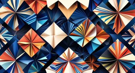 Origami fold patterns background or illustration with intricate paper designs