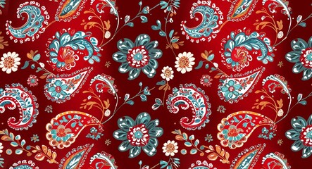 Paisley swirl pattern background in red pattern background