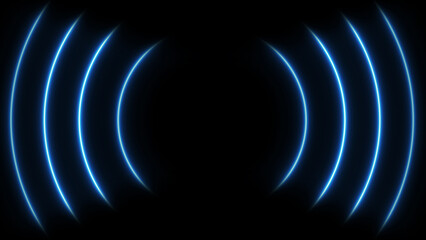 Glowing neon light radio waves signal icon Isolated on Black Background