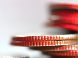 Stack of coins. In the concept of saving money and finance.