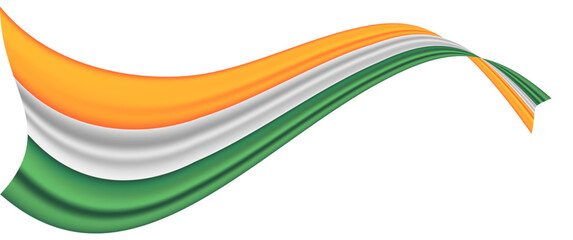 National Indian flag ribbon. Curly ribbon on white background. Vector illustration.
