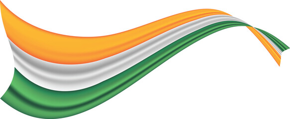 National Indian flag ribbon. Curly ribbon on white background. Vector illustration.
