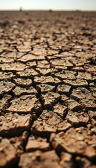 barren dry soil with cracked crust as a natural background on the theme of climate change and drought in agriculture, graphic texture of dried out earth in cracks in sunlight, 8k, with white tones