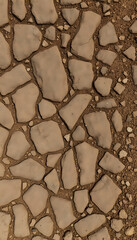 Dirt, terrain or gravel stone road surface pattern in outdoor environmental. Background and textured photo, one line art, with white tones