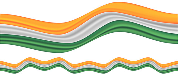 National Indian flag ribbon. Curly ribbon on white background. Vector illustration.

